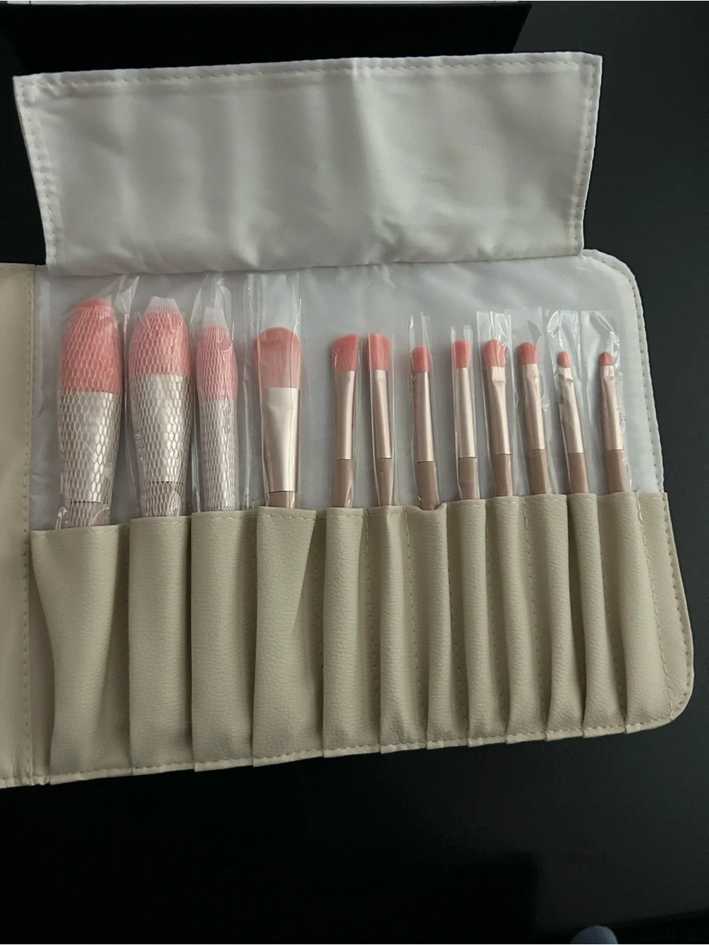 Designer inspired Pink Tip 12-Piece Women’s Makeup Brush Set with Case